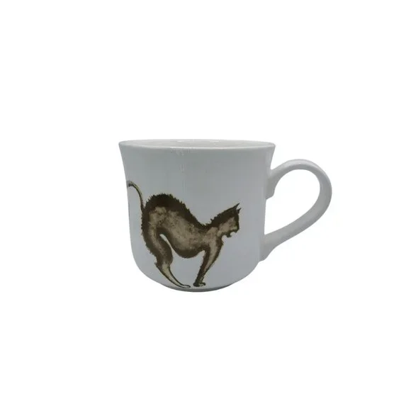 Rare Vintage Early Rae Dunn M Studios Cat Mug Meow Mug White Ceramic Mug